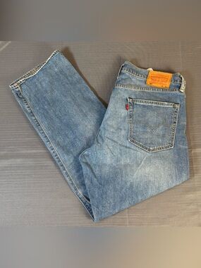 Levi’s 504 Regular Straight Jeans Men’s 36x30 Light Wash Faded Distressed Denim